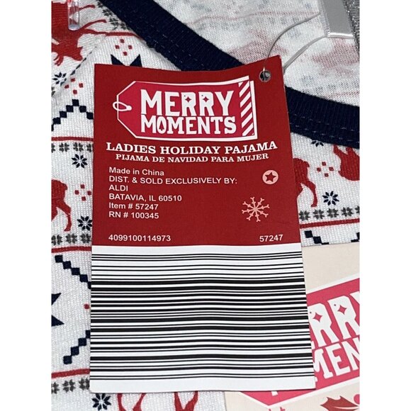 NWT ~ MERRY MOMENTS 2-Piece Pajama Set Women XL  16/18 Moose Snowflake Family - Picture 9 of 10